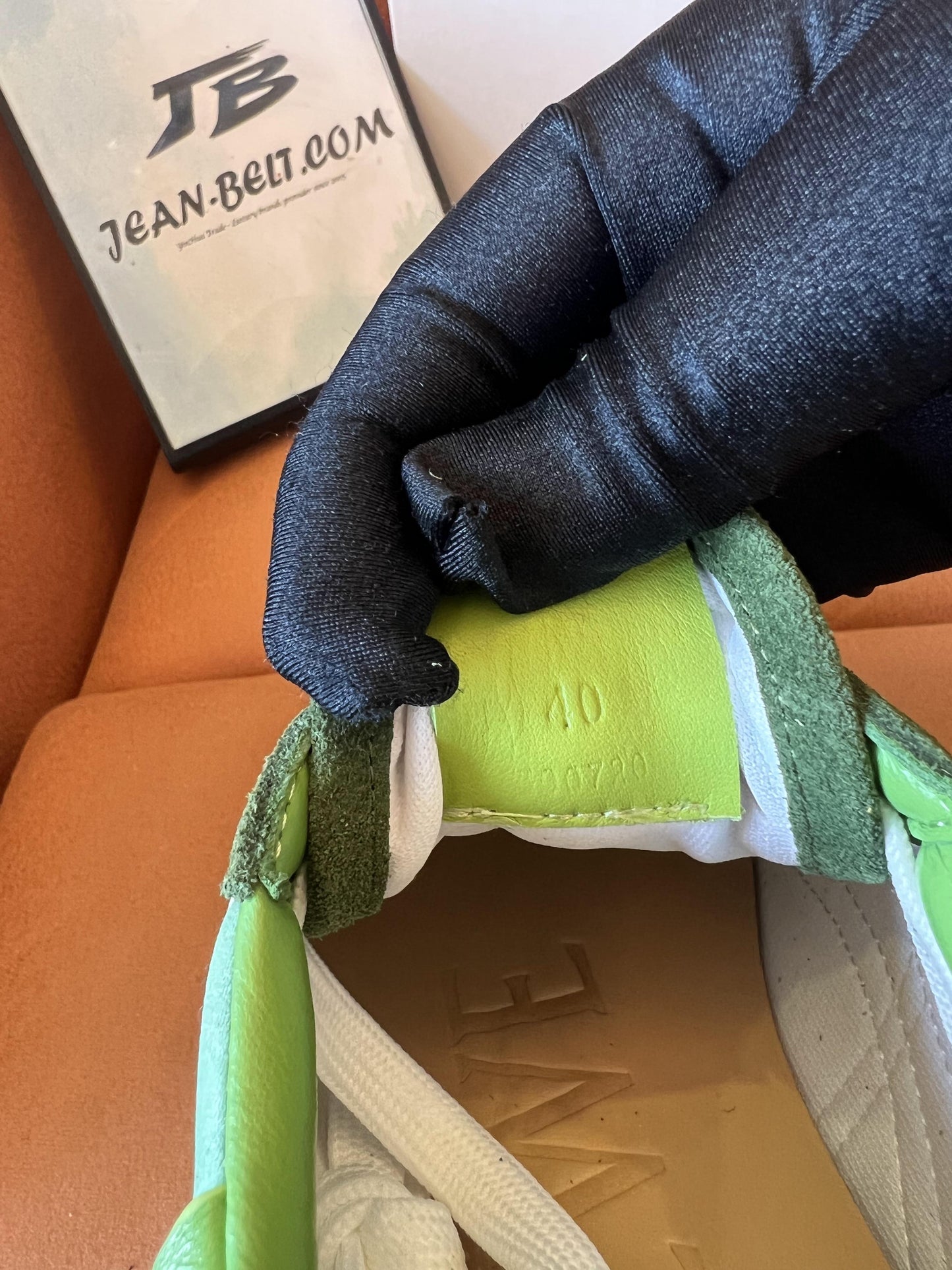 Zapatillas bajas verdes y marrones de Loewe×Paula's Ibiza Flow Runner de piel de becerro y nailon