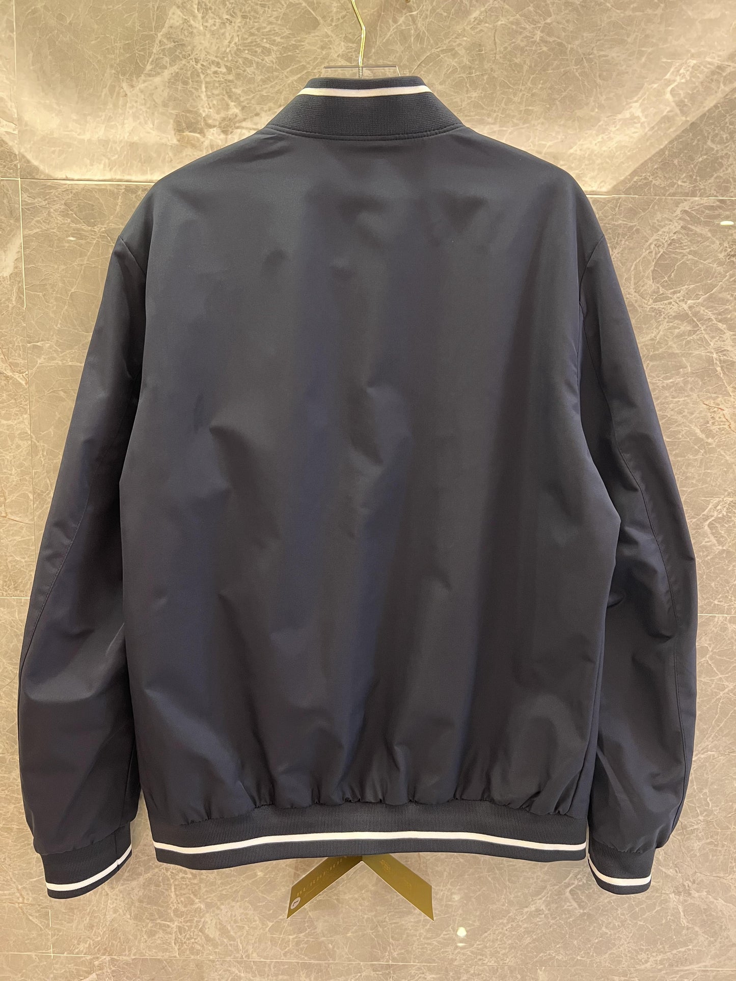 Burberry Men's Navy Bomber Jacket with Embroidered Logo