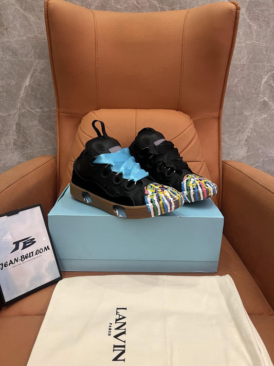 Tênis cano baixo Lanvin x Gallery Dept. Curb em couro, camurça e malha com cadarço
