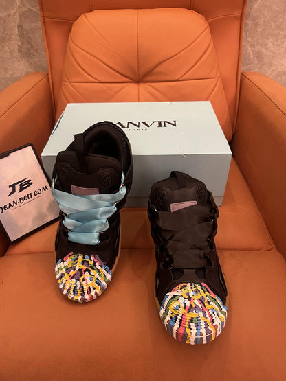Zapatillas bajas con cordones de cuero, ante y malla de Lanvin x Gallery Dept. Curb