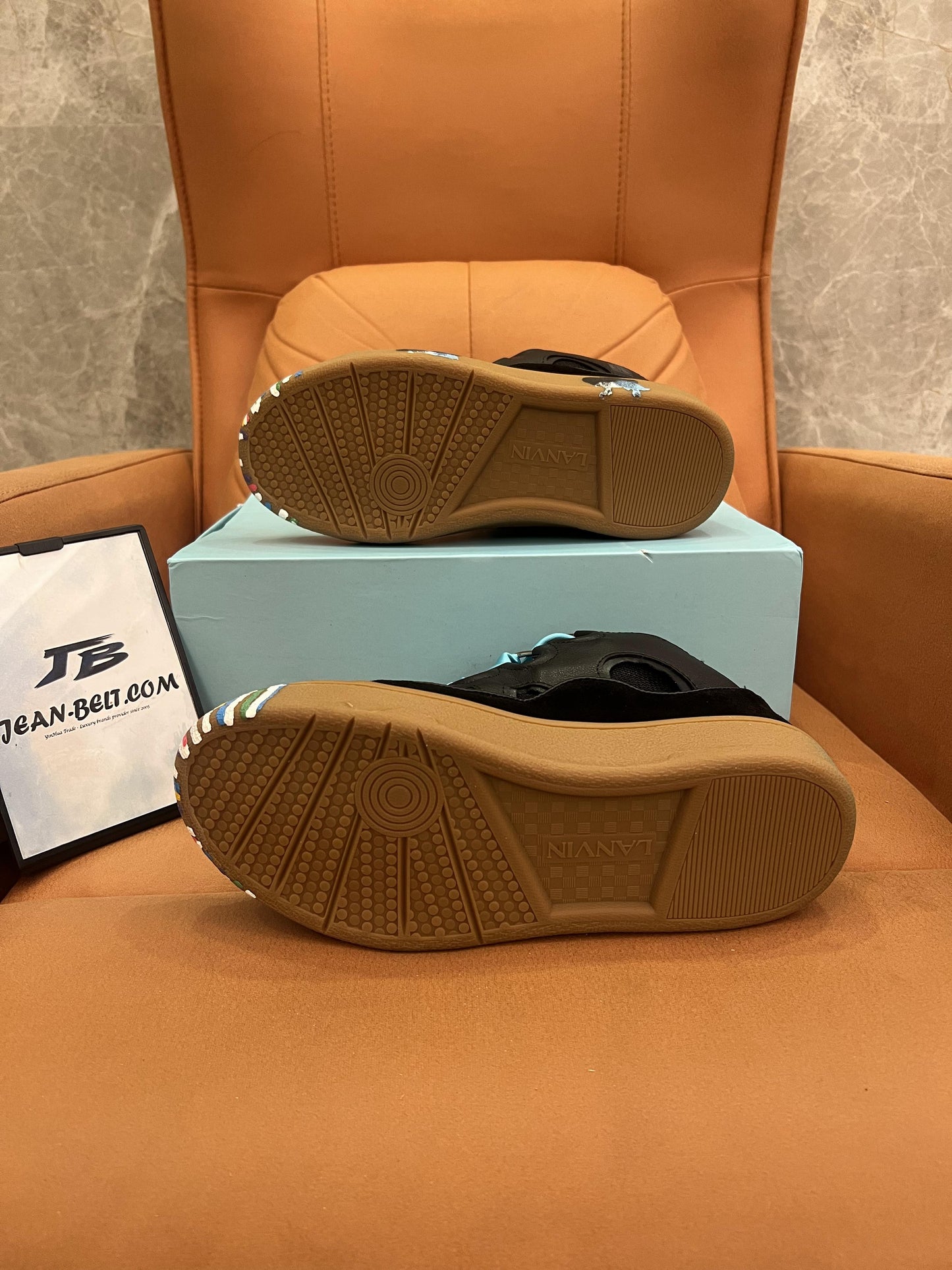 Zapatillas bajas con cordones de cuero, ante y malla de Lanvin x Gallery Dept. Curb