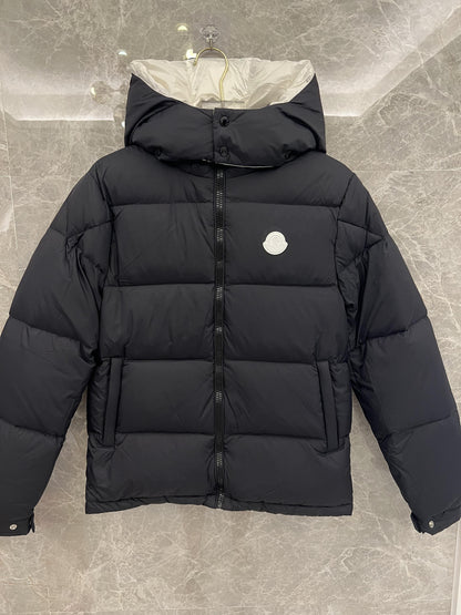 Moncler black puffer jacket with large back logo