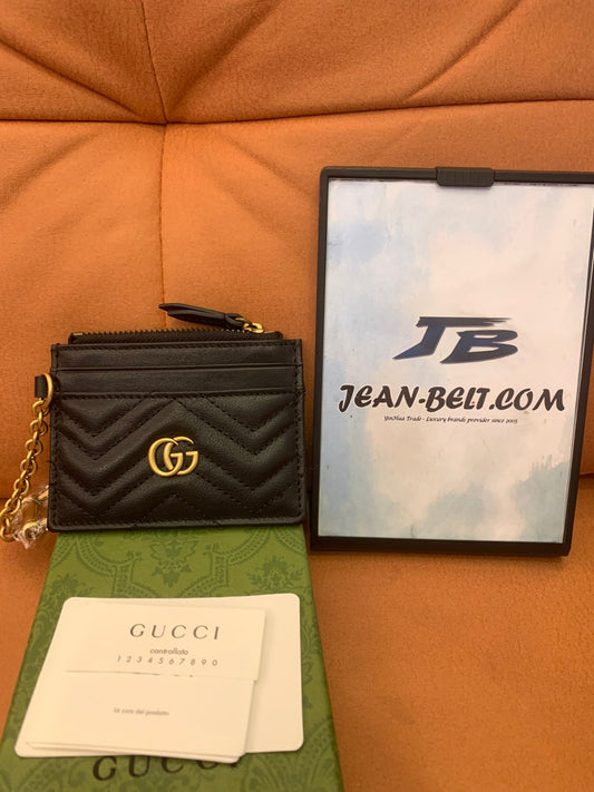 Porta-cartões Gucci GG Marmont em couro com corrente