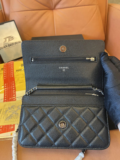 Bolso de mano Chanel WOC con cadena AP1450, color caviar negro