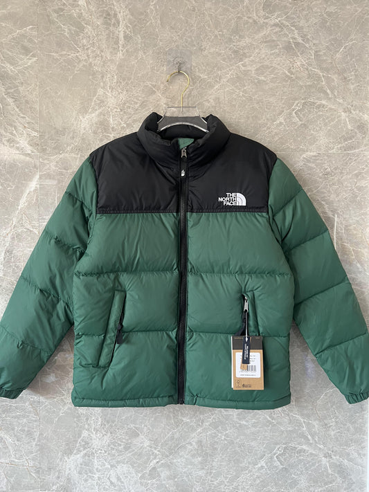The North Face men's green down jacket