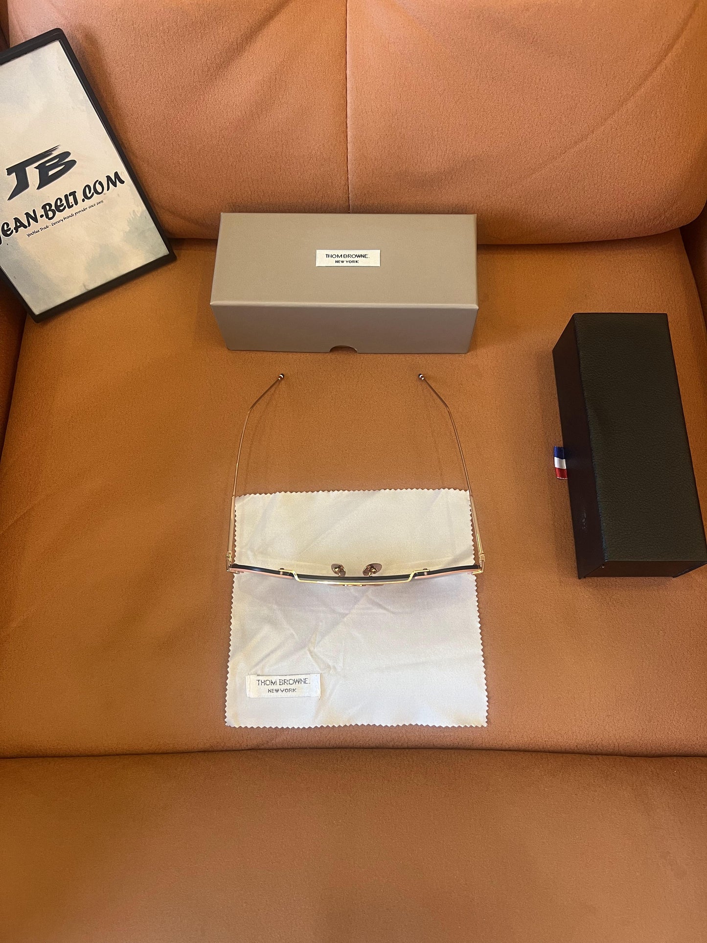 Óculos de sol aviador Thom Browne - armação em ouro rosa