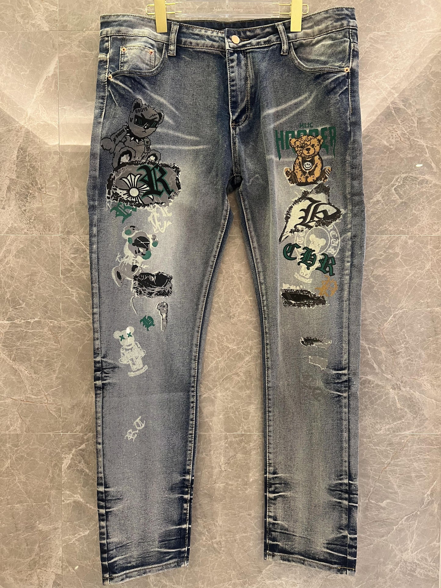 Philipp Plein distressed graphic denim jeans for men
