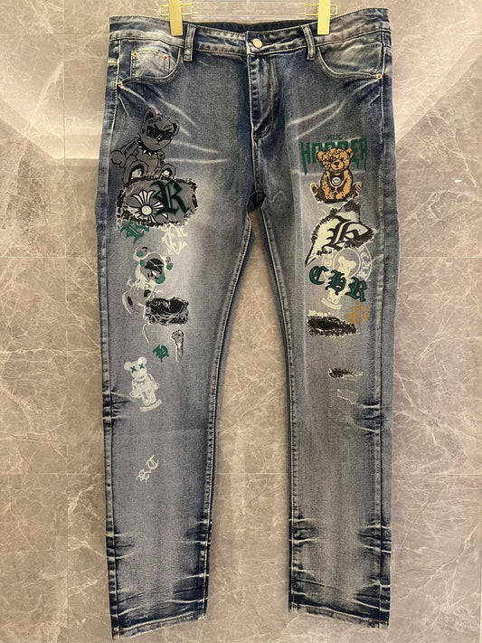 Philipp Plein distressed graphic denim jeans for men