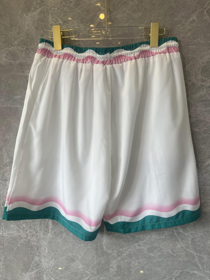 Conjunto de camisa y pantalón corto de seda blanca y multicolor de Casablanca