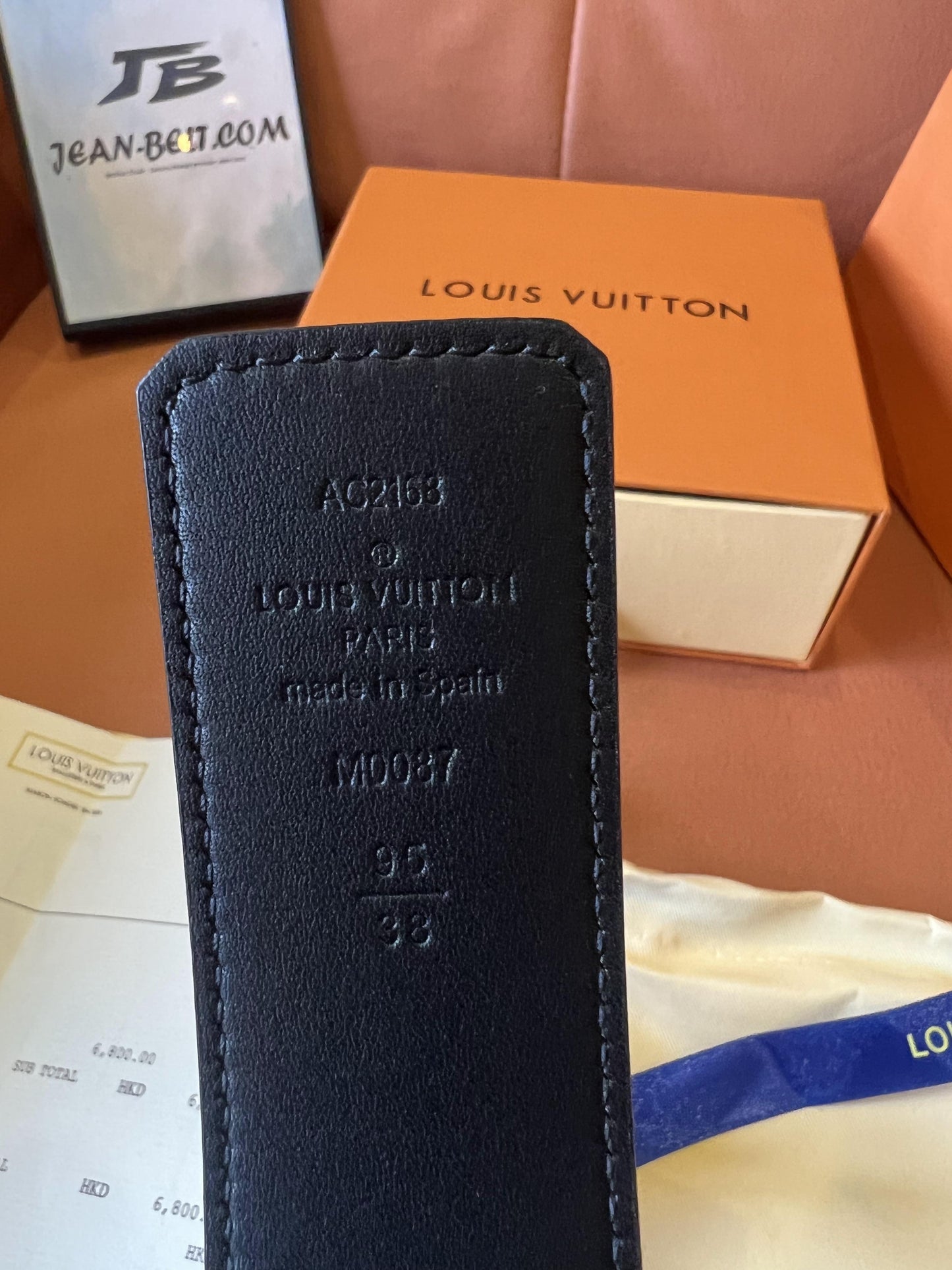 Cinturón de lona Louis Vuitton Damier Graphite con hebilla plateada con iniciales LV