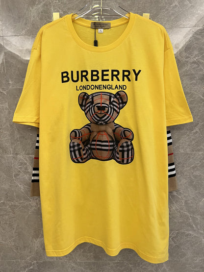 Burberry Yellow Teddy Bear T-shirt & Striped Knit Shorts Set