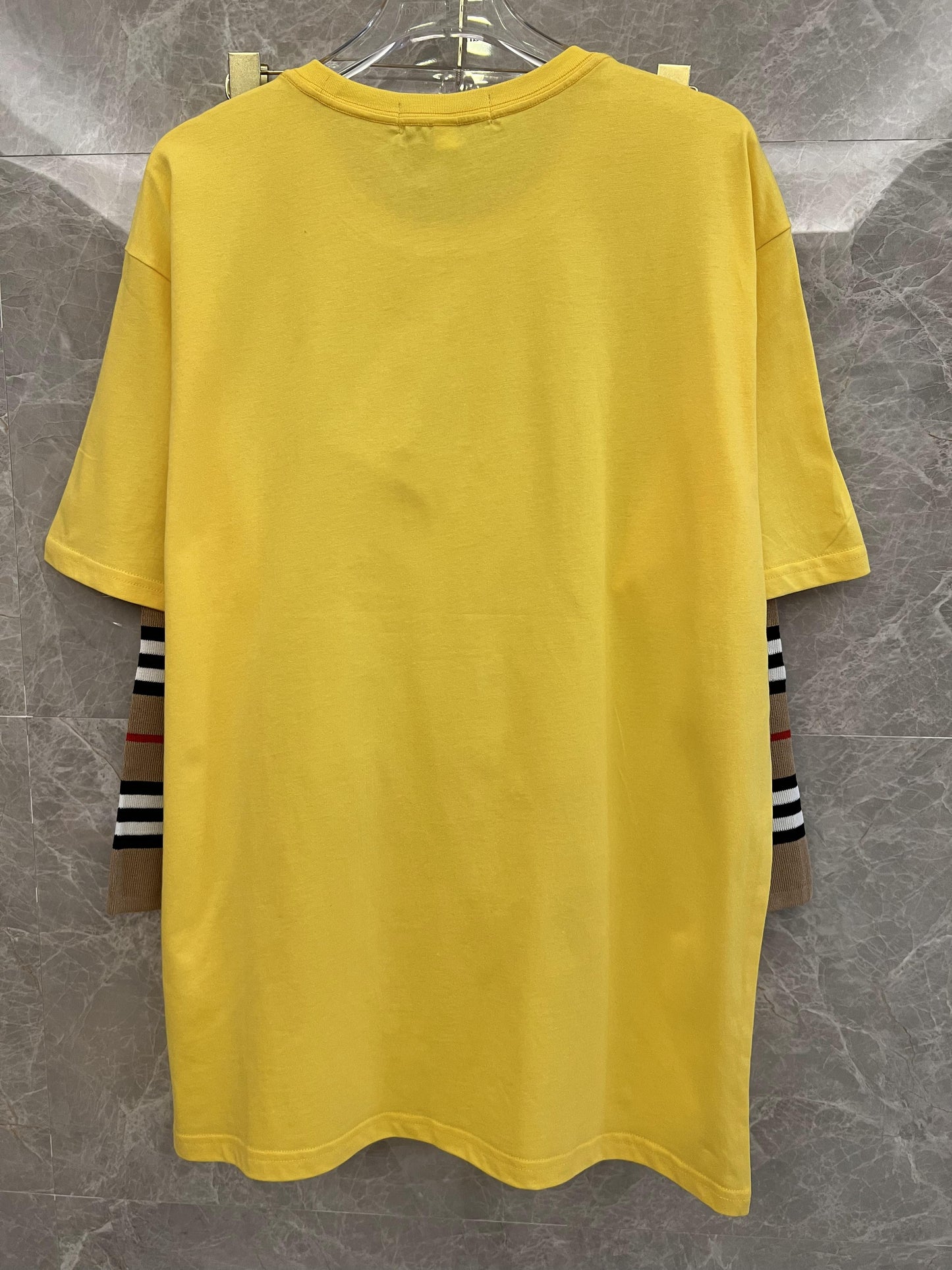 Burberry Yellow Teddy Bear T-shirt & Striped Knit Shorts Set