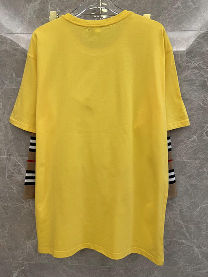 Burberry Yellow Teddy Bear T-shirt & Striped Knit Shorts Set