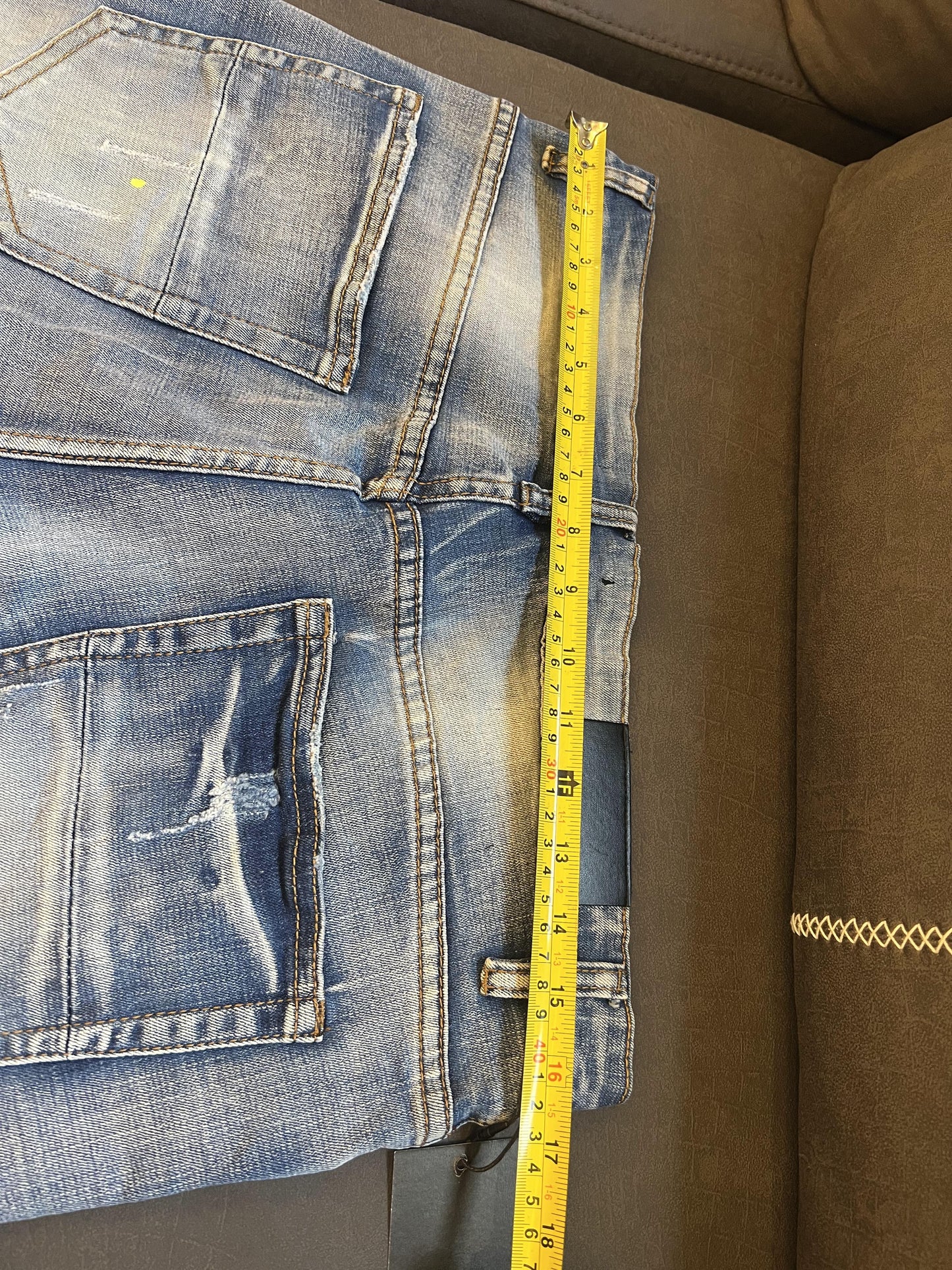 Amiri Men's Distressed Skinny Jeans with Embroidered Patch