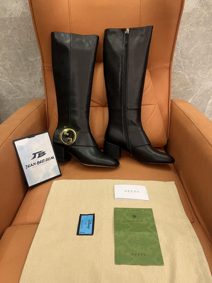 Botas altas hasta la rodilla Gucci nappa GG blondie de 55 mm en color negro