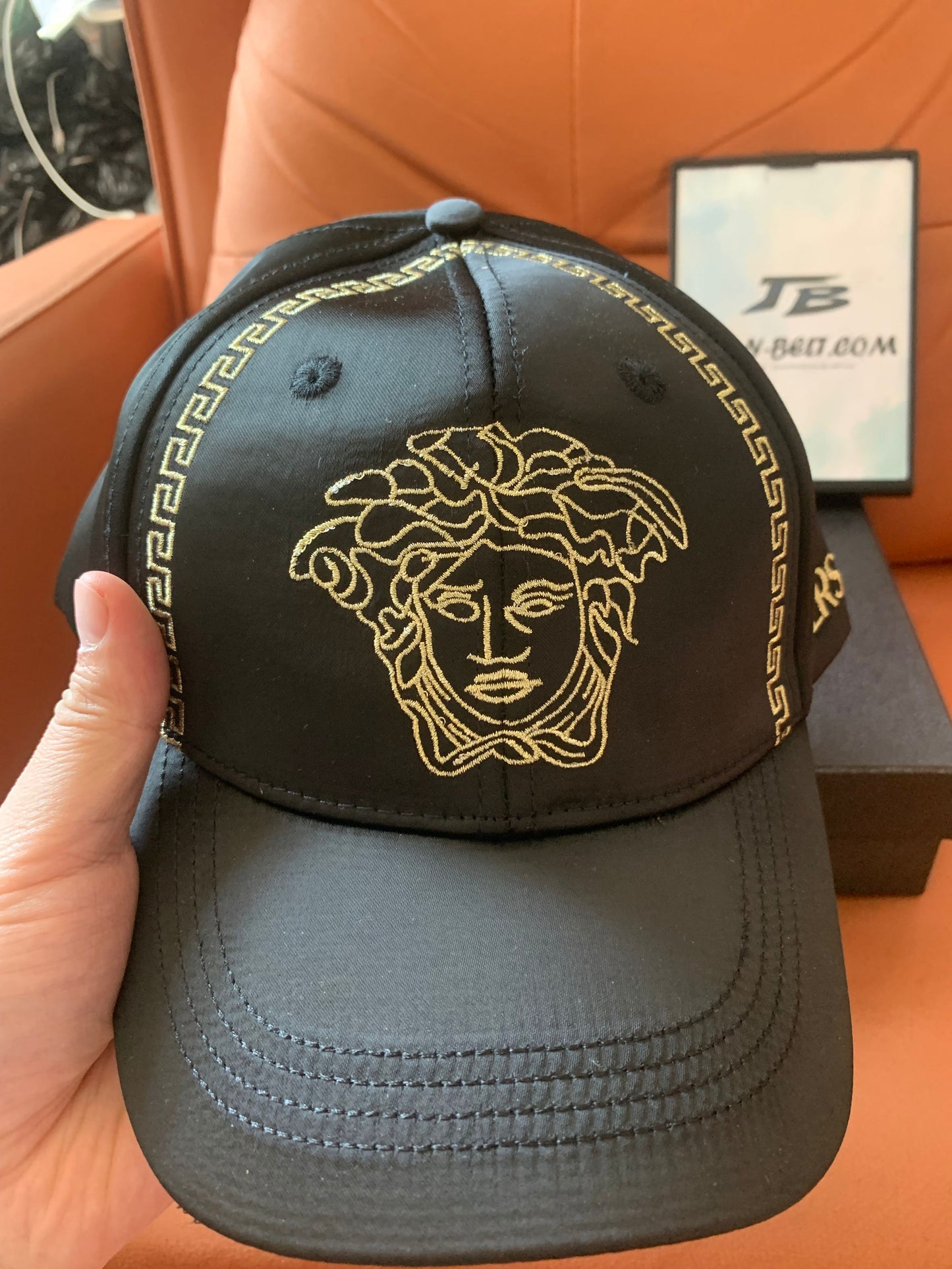 Boné de beisebol preto Versace