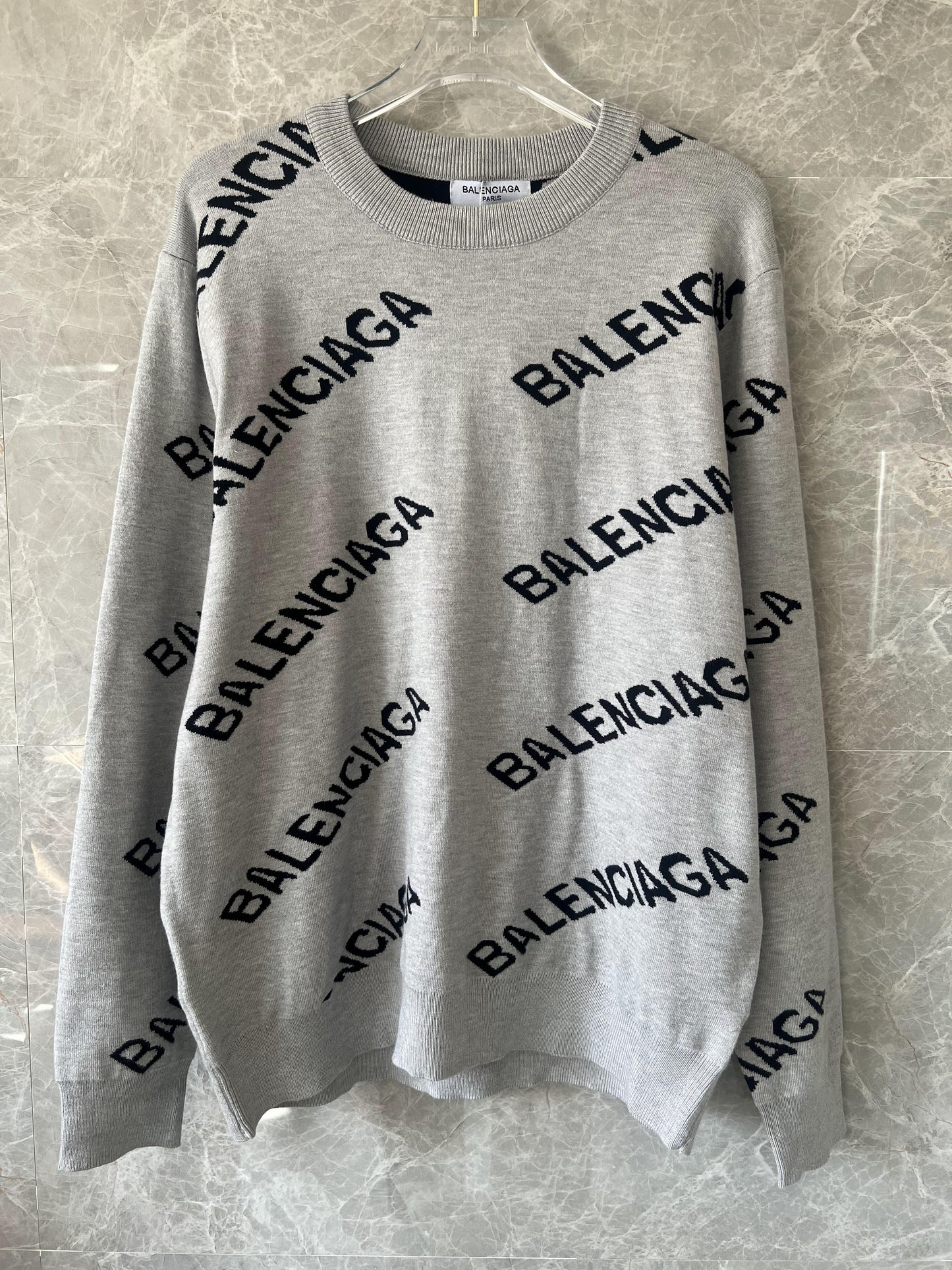 Balenciaga All-Over Logo Print Sweater