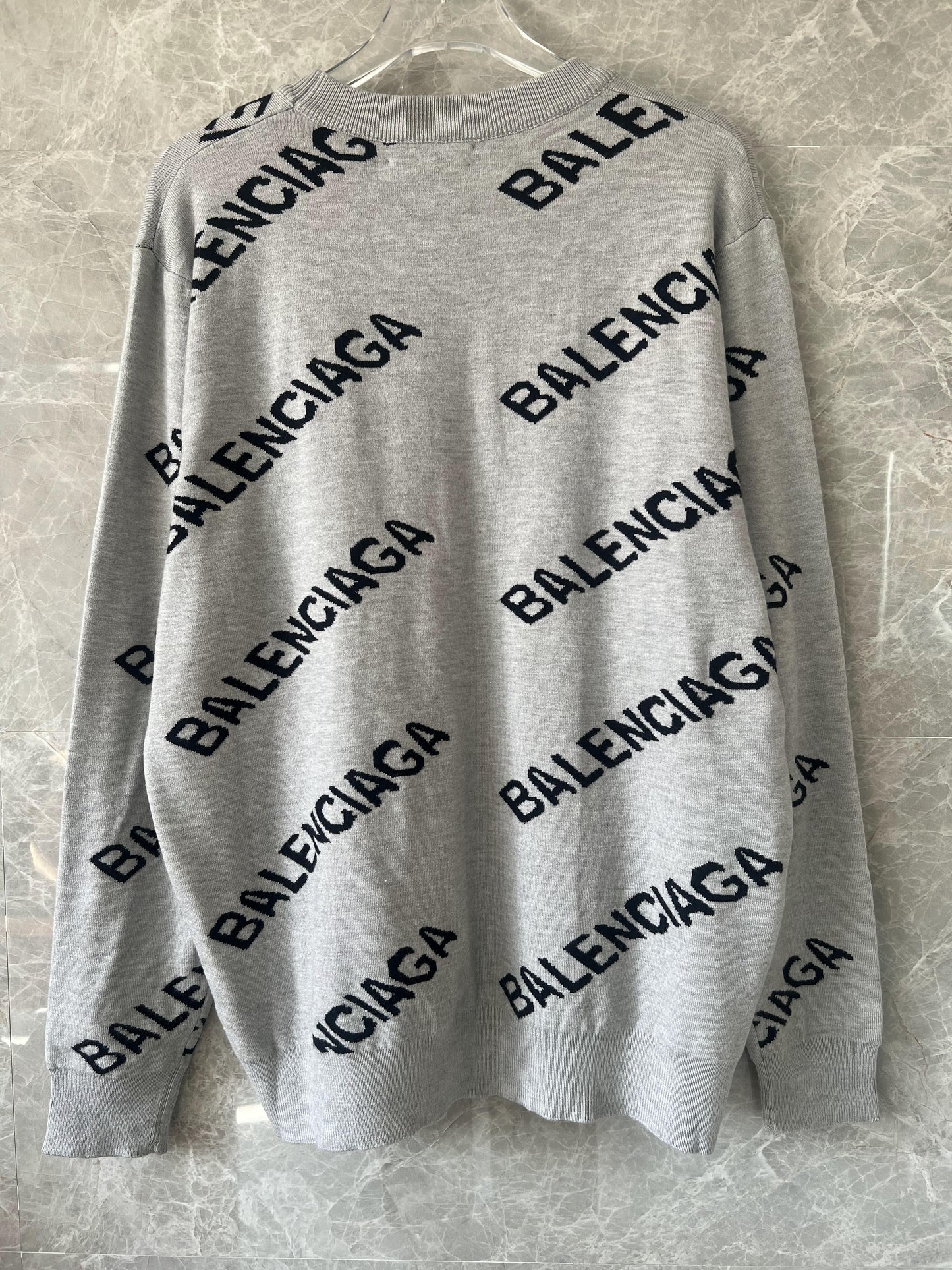 Balenciaga All-Over Logo Print Sweater