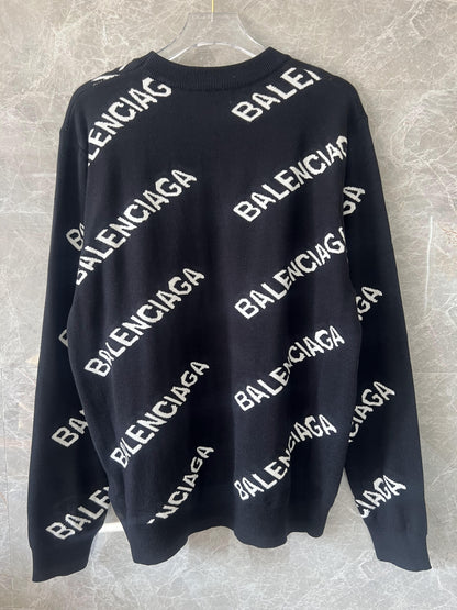 Balenciaga All-Over Logo Print Sweater