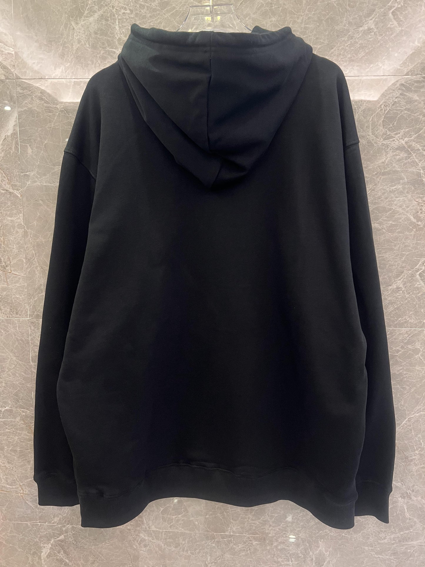 Prada men’s logo hoodie in black with red detail