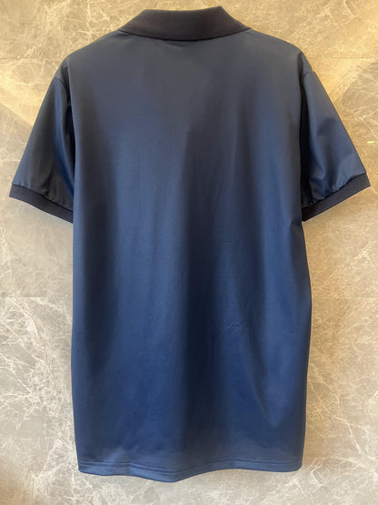 Camisa polo com monograma Gucci e detalhes em azul marinho