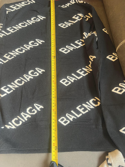 Balenciaga All-Over Logo Print Sweater