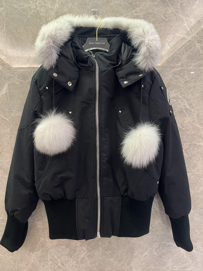 Blusão Bomber Canada Goose com Capuz Orlado a Pelo