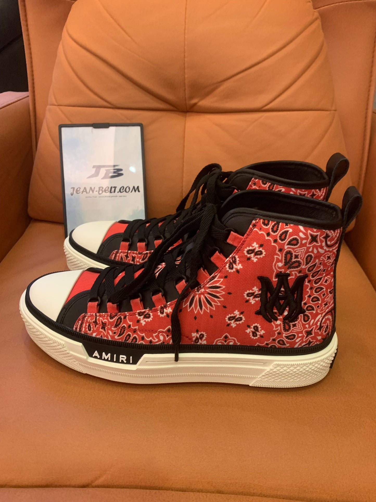 Amiri Cotton Logo Embroidered Contrast Color Canvas Shoes