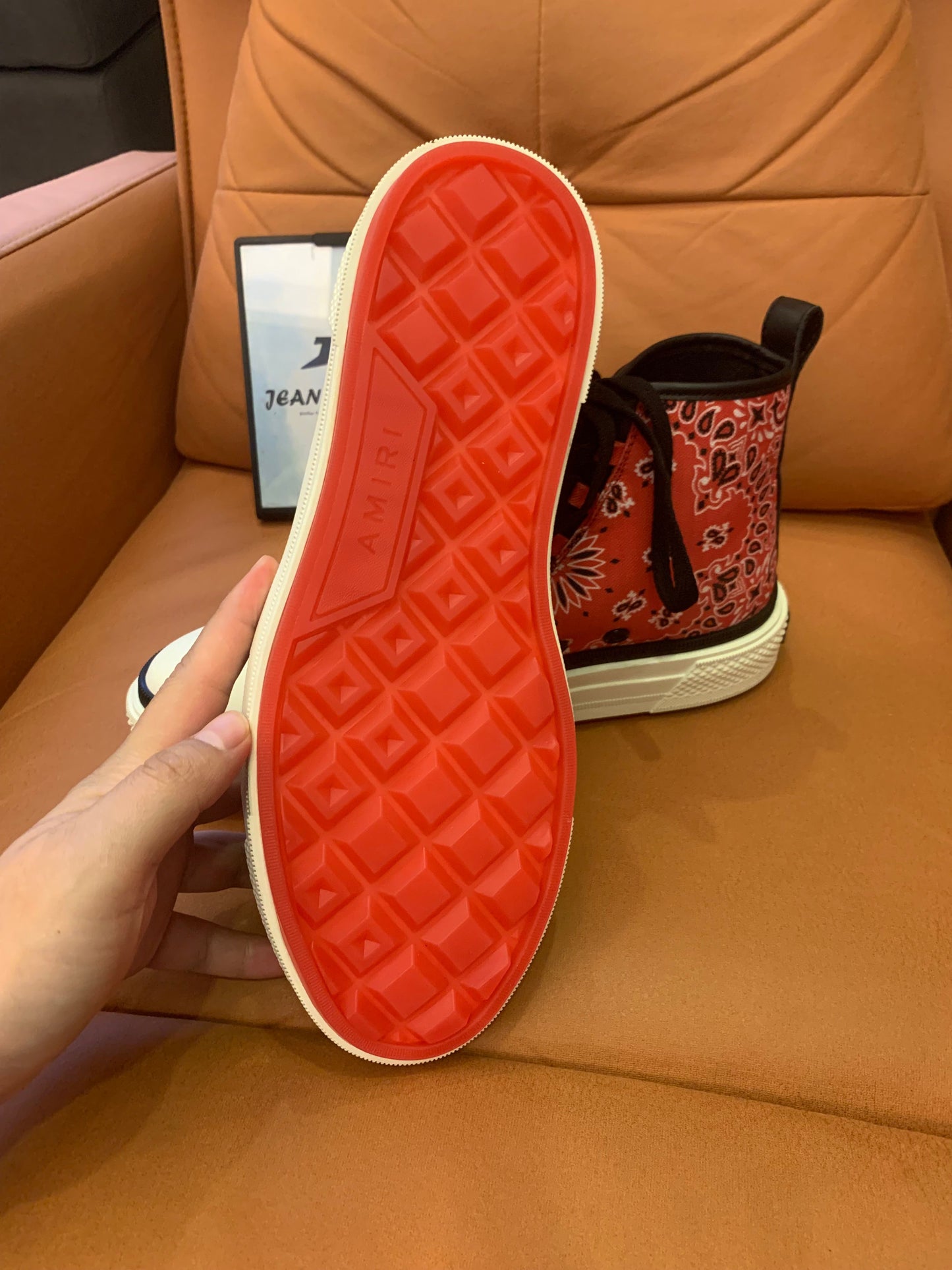 Amiri Cotton Logo Embroidered Contrast Color Canvas Shoes