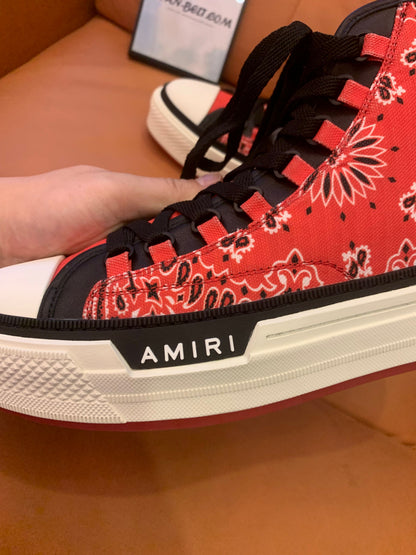 Amiri Cotton Logo Embroidered Contrast Color Canvas Shoes