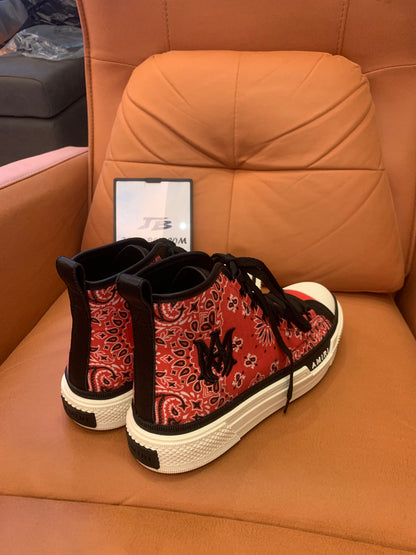 Amiri Cotton Logo Embroidered Contrast Color Canvas Shoes