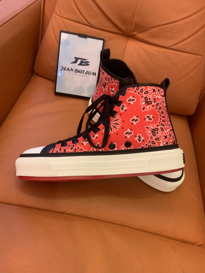 Amiri Cotton Logo Embroidered Contrast Color Canvas Shoes