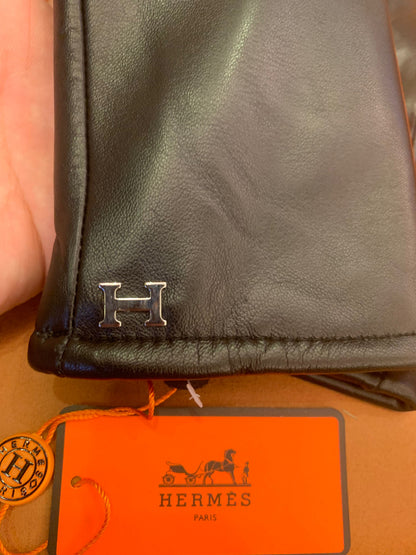 Guantes de cuero negro de Hermes