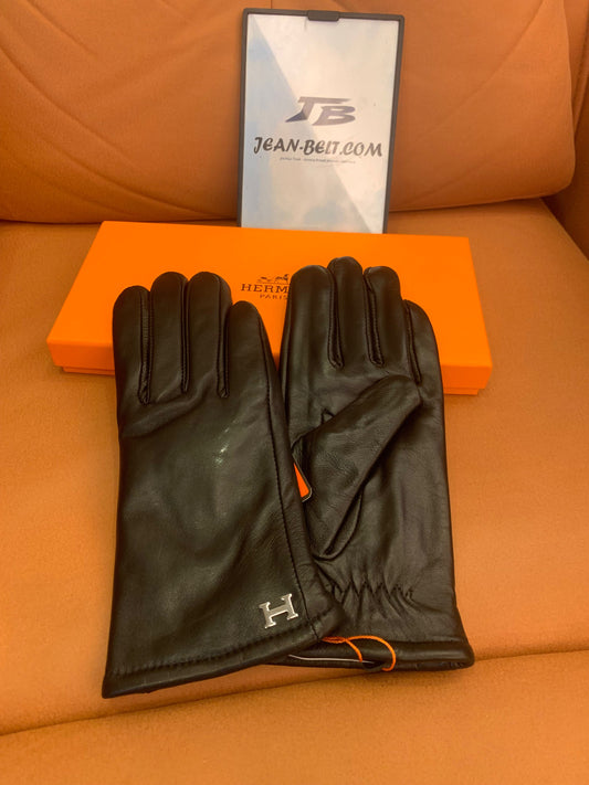 Luvas de couro preto Hermes