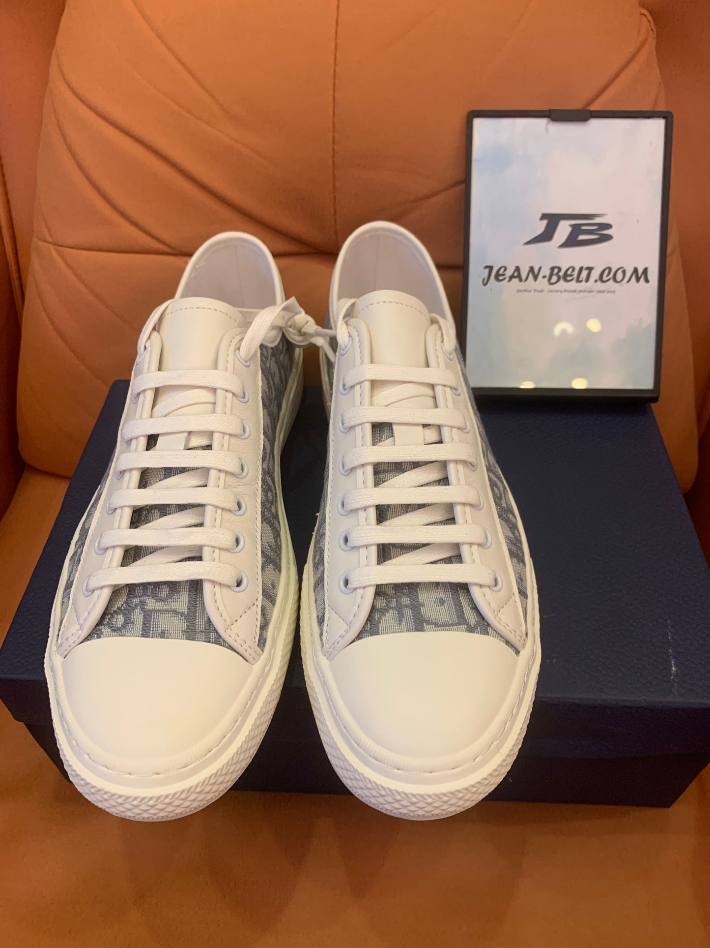 Christian Dior Walk'N' de caña baja en lona gris/blanca