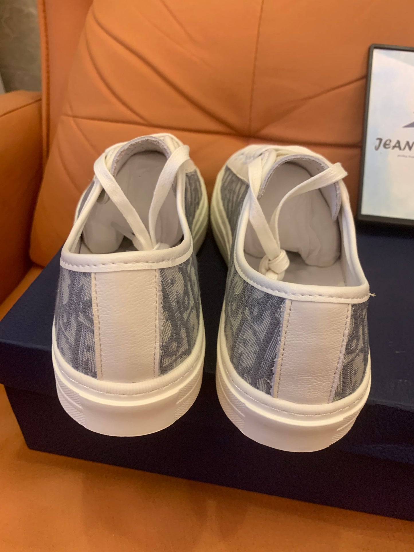 Christian Dior Walk'N' de caña baja en lona gris/blanca