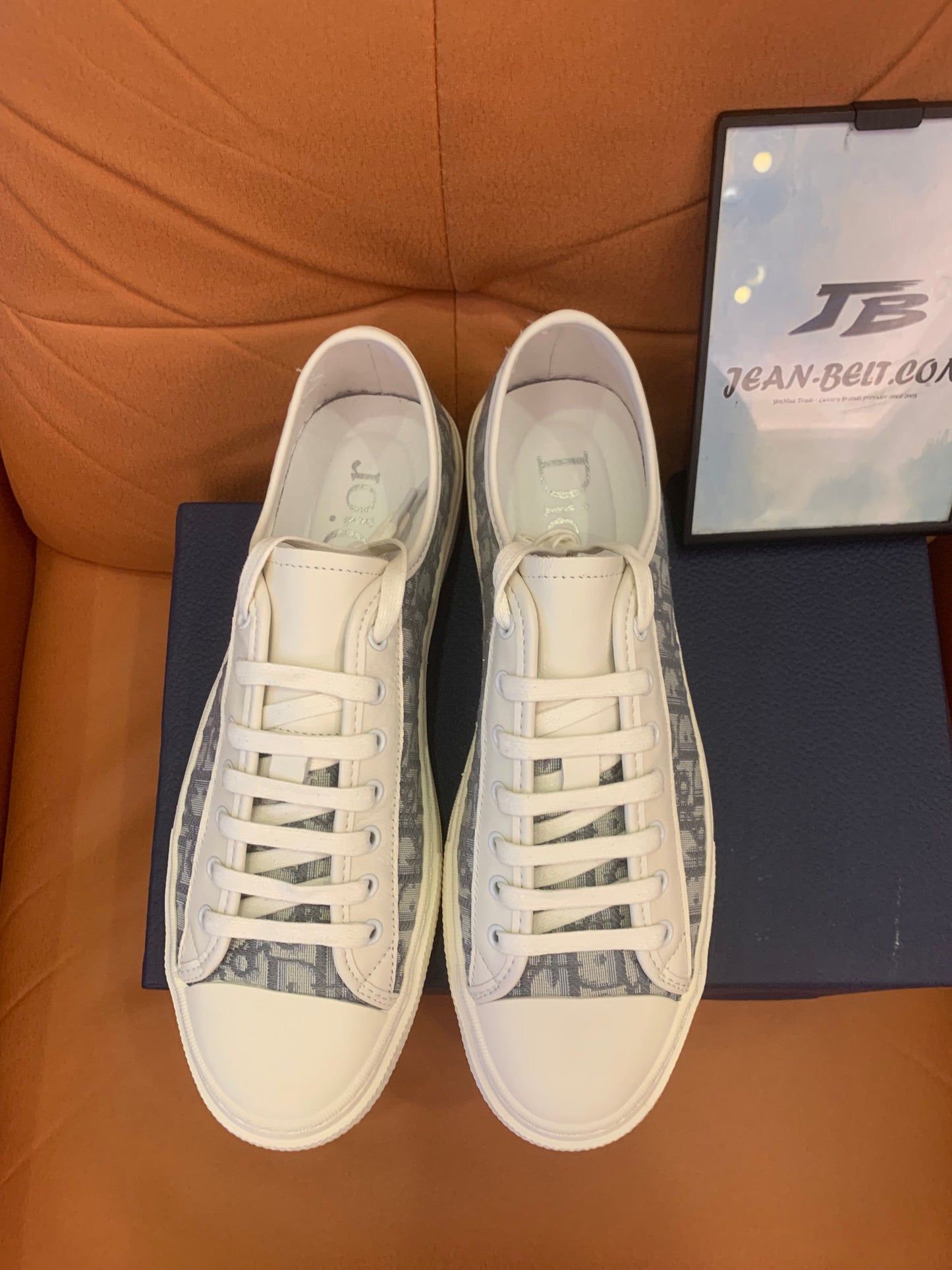 Christian Dior Walk'N' de caña baja en lona gris/blanca