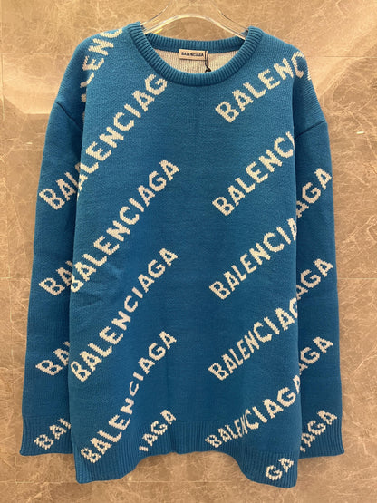 Balenciaga All-Over Logo Print Sweater