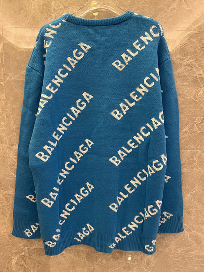 Balenciaga All-Over Logo Print Sweater