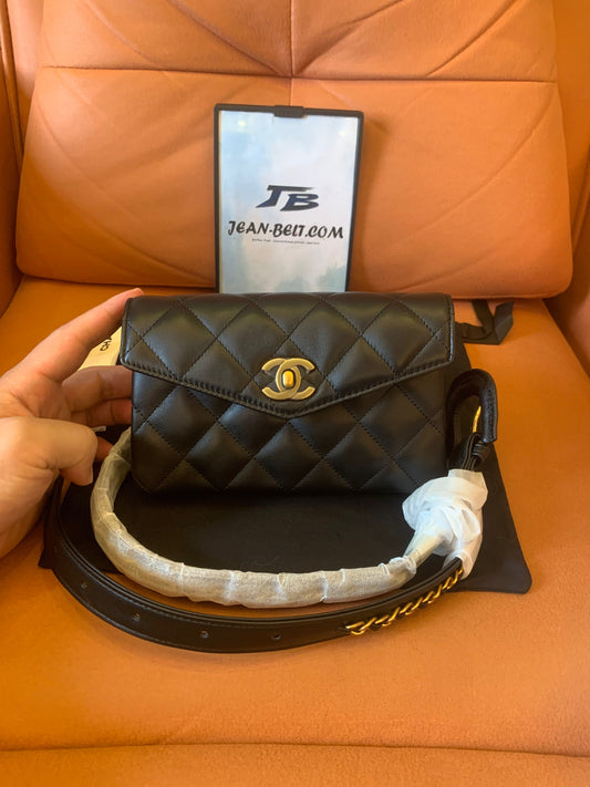 Chanel Lambskin Quilted Chain Mini Waist Bag