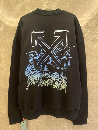 Off-White™ St. Barts landscape print sweatshirt in black