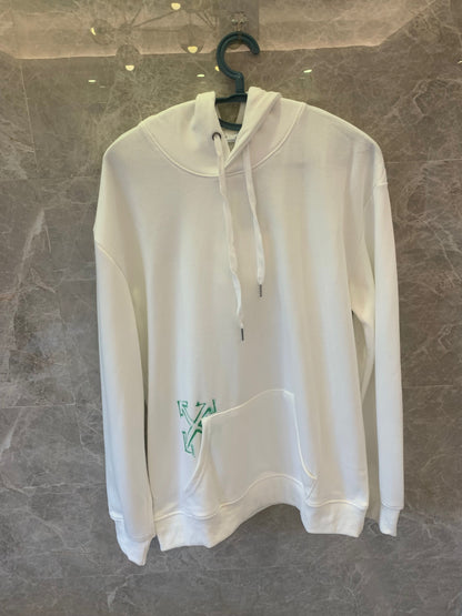 Off-White green arrow spray paint hoodie - white