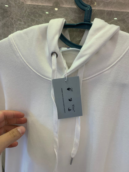 Off-White green arrow spray paint hoodie - white