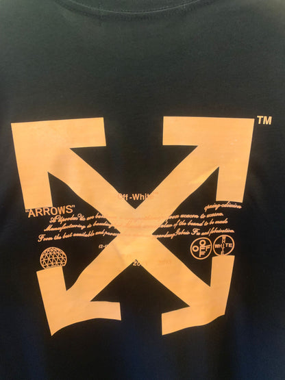 Off-White™ "Arrows" black long-sleeve t-shirt with bold orange graphics