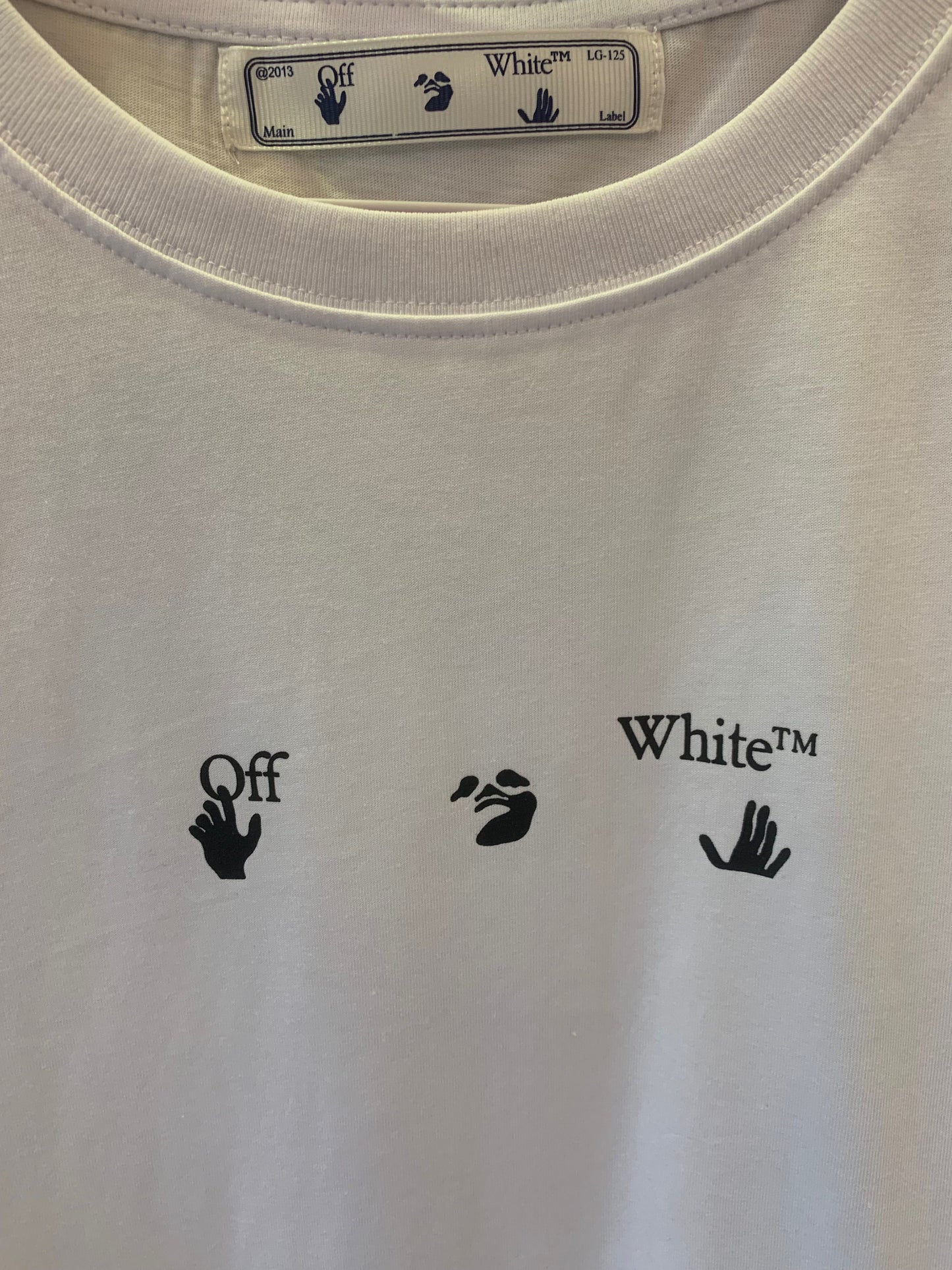 Off-White™ iconic blue brushstroke arrows white t-shirt