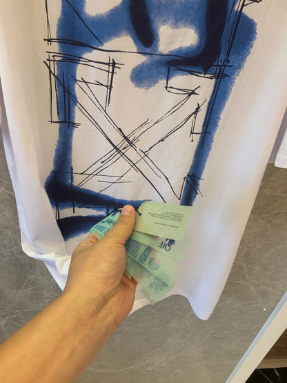 Off-White™ iconic blue brushstroke arrows white t-shirt