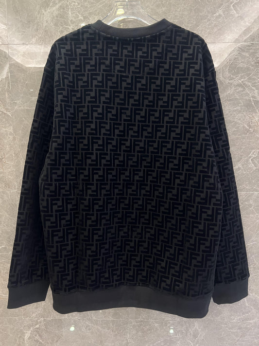 Sudadera de felpa negra Fendi con estampado integral del monograma FF