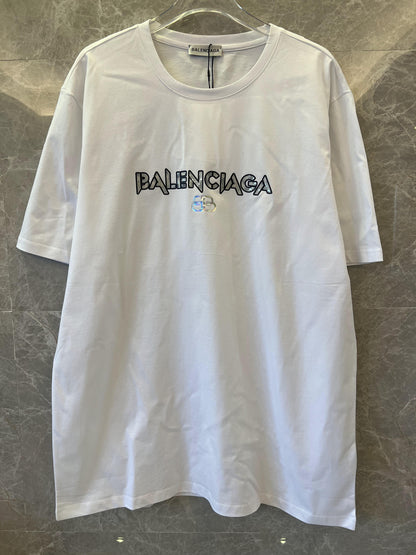 Balenciaga white Oversized T-shirt with Holographic Logo