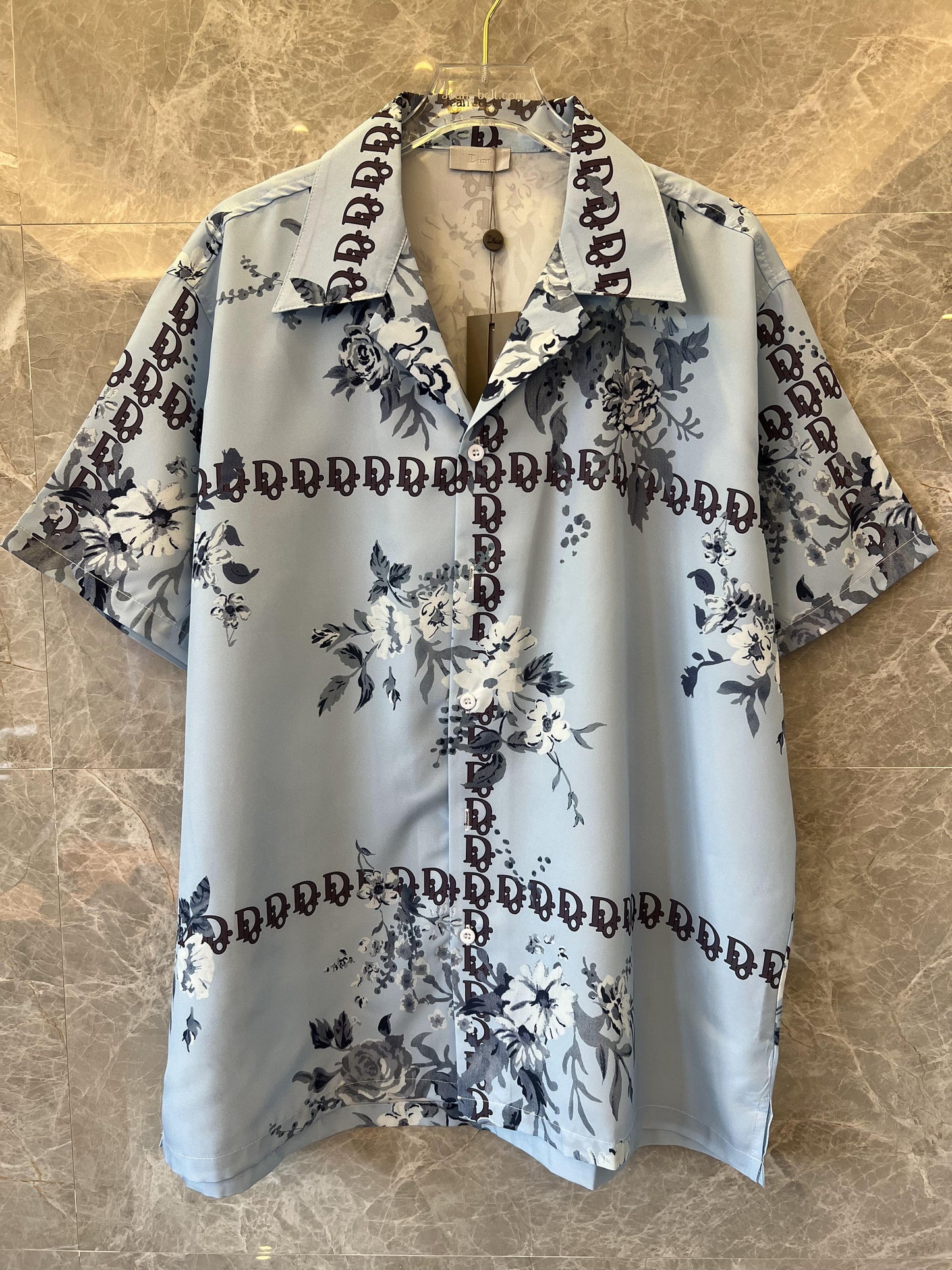 Camisa de manga corta de seda con monograma floral para hombre de Dior