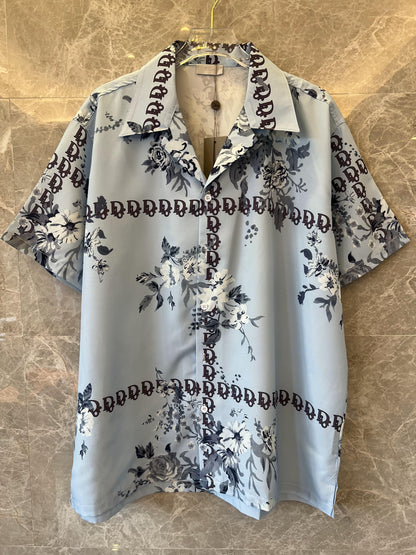 Camisa de manga corta de seda con monograma floral para hombre de Dior